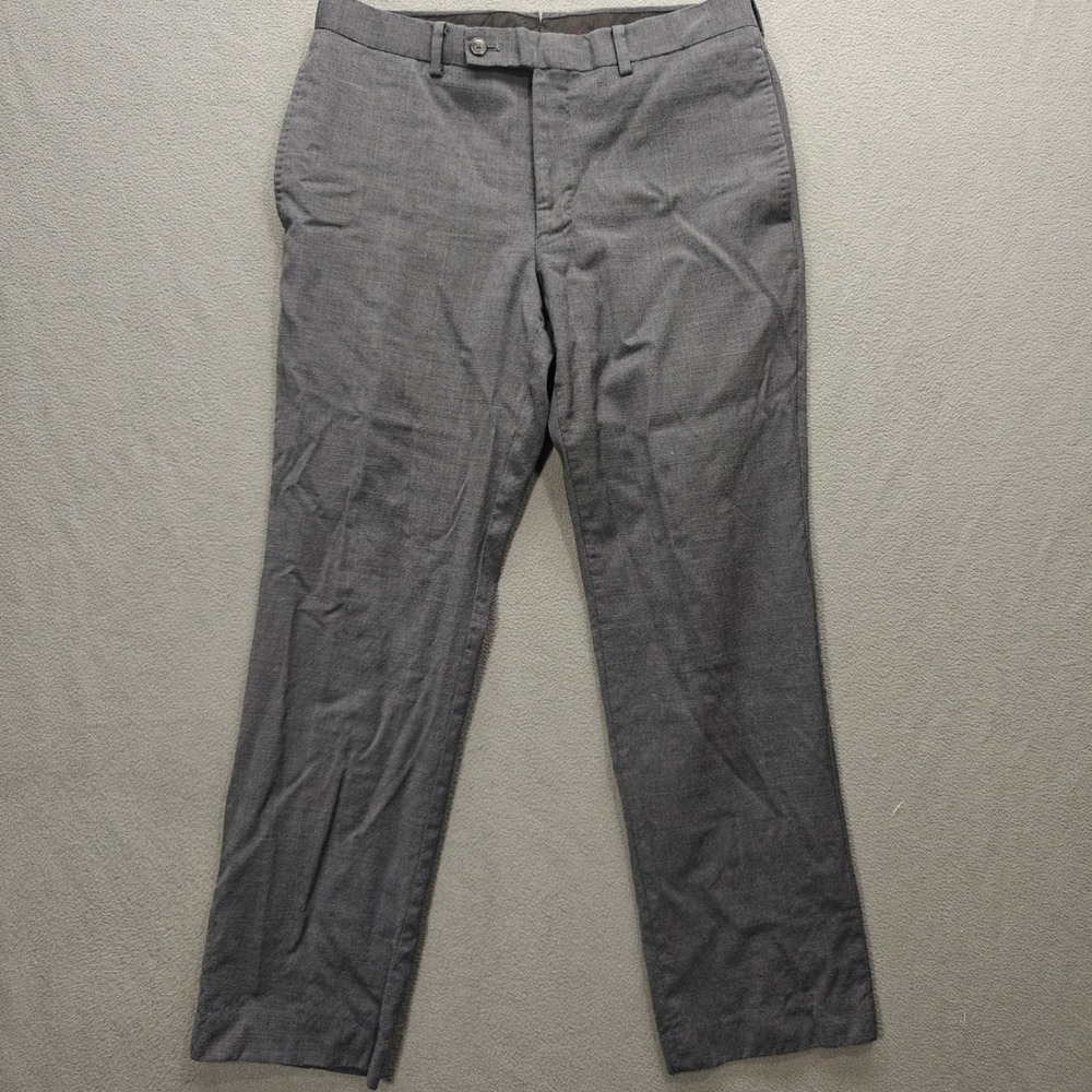 Men Wool Dress Pants 32x28.5 Calvin Klein Straight Gray Career Office Minimalist